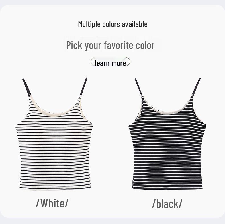 Women's Spring/Summer Sling Vest with Chest Pad - Slim-fit, Thin Straps, Underarm Coverage, Stylish Back Design.