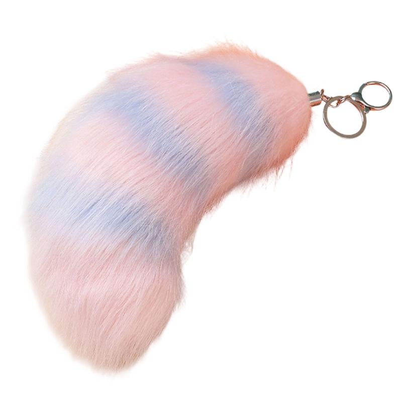 Plush Foxes Tail Keychain Soft And Cute Accessory Plush Keyring Decors For Bags Keys Or Home Decors 18cm Long