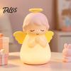 USB Charging Night Lamp Angel Tap Light, Squishy Bedside Lamp, 7 Color Changing 3‑Level Dimmable LED Ambient Soft Silicone Nursery Light with