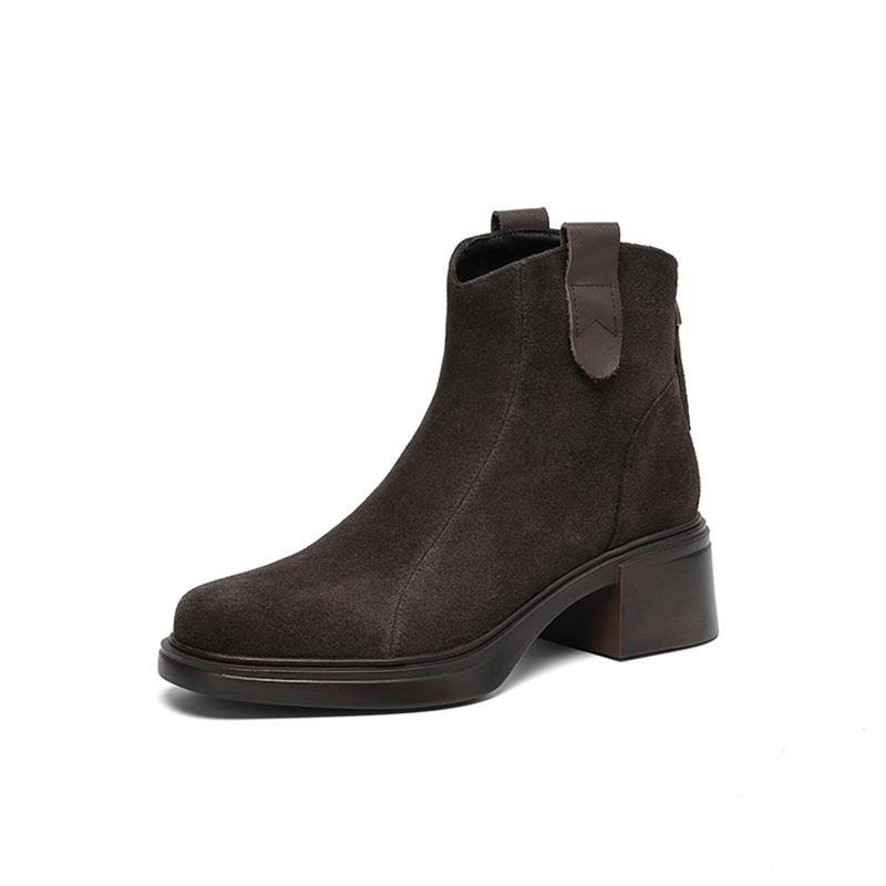 Fashion 2025 New Autumn Women Boots Round Toe Chunky Heel Shoes Women Shoes Ankle Boots Chelsea Motorcycle Boots Platform Retro Shoes