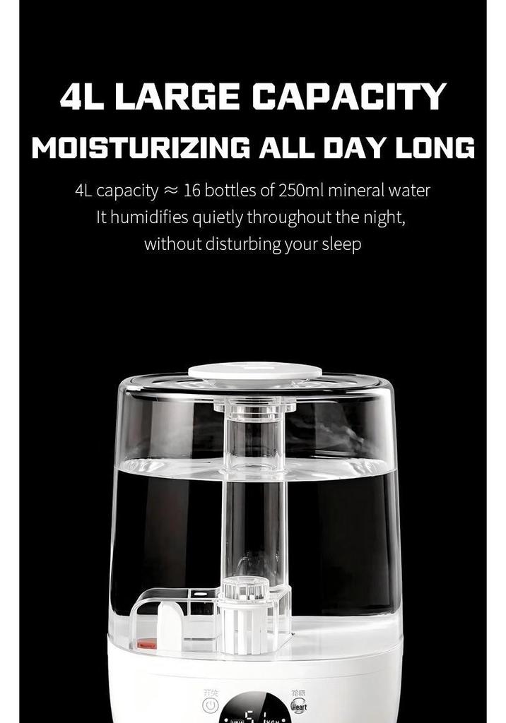 4L Large Capacity Smart Humidifier with Aromatherapy, High Mist Output for Indoor Air, Compact Mini Desktop Design