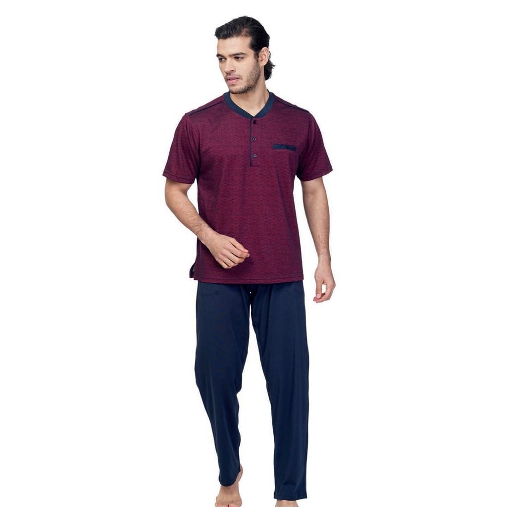 

Мужской пижамный костюм с коротким рукавом из жаккардового хлопка Double Kaplan 8642