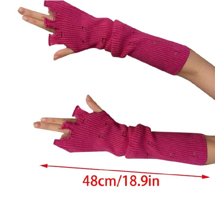 Hollowout Knit Gloves Fashion Women Accessory Fingerless Gloves Y2K Arm Decors