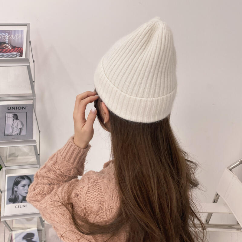 Angora Beanie Basic Fall/Winter Wool Hat ivory