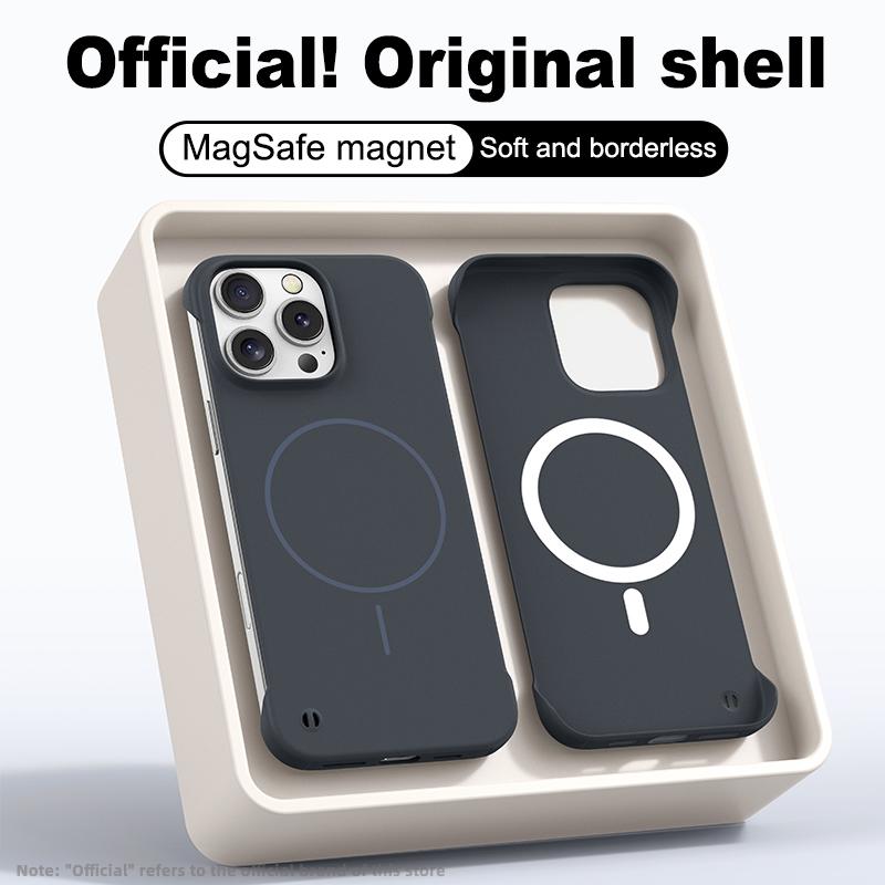 Luxury Frameless Slim for Magsafe Phone Case For iPhone 16E 15 Pro 14 Pro Max 13 12 Wireless Charge Shockproof Magnetic Hard PC Bumper Cover