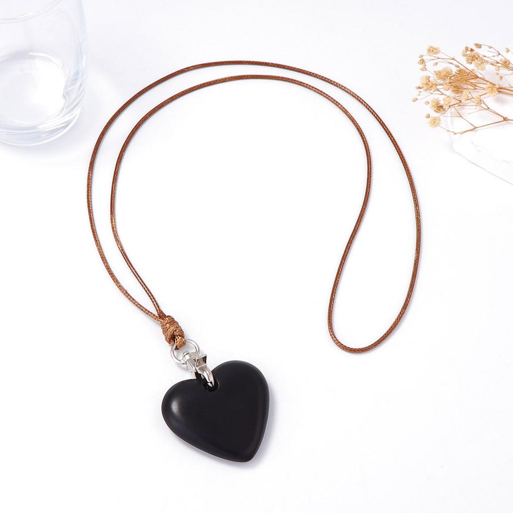New Chinese Retro Long Smooth Love Wooden Pendant Necklace Fashion Niche Design High-end Sweater Chain Women