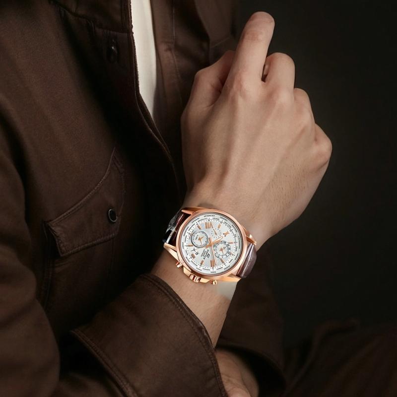 Casio EDIFICE Waterproof Fashion Quartz Movement Leather Strap Japanese and Korean Watch Men's Watch Silver Dial EFB-301JL-7A