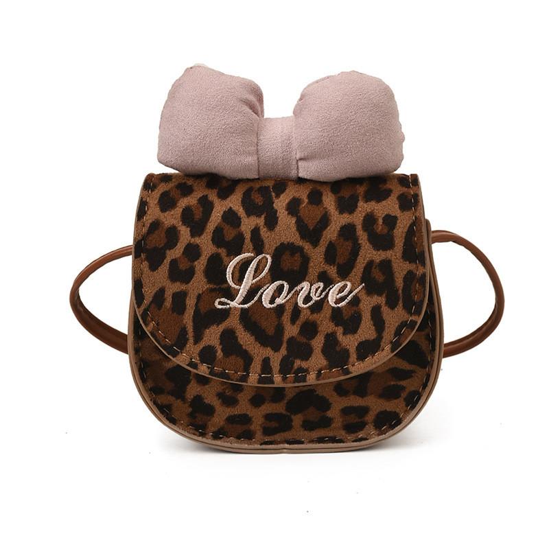 Cute Baby Crossbody Bag For Girls Pu Leather Leopard Pattern With Chain Strap For Daily Use