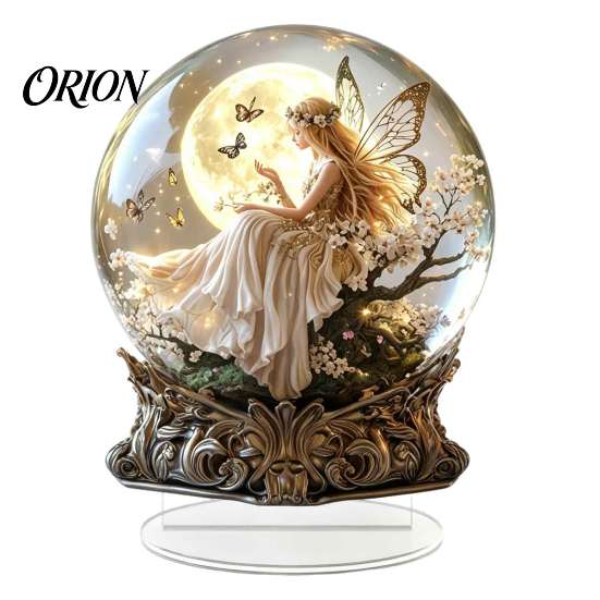 Sternenhimmel Geschenke Mond Stern/Fee Kristallkugel Ornament, Dekorative Acryl Kugel für Schlafzimmer Wohnzimmer Langlebige Balkon Ornamente Zimmer Schreibtisch Dekoration,
