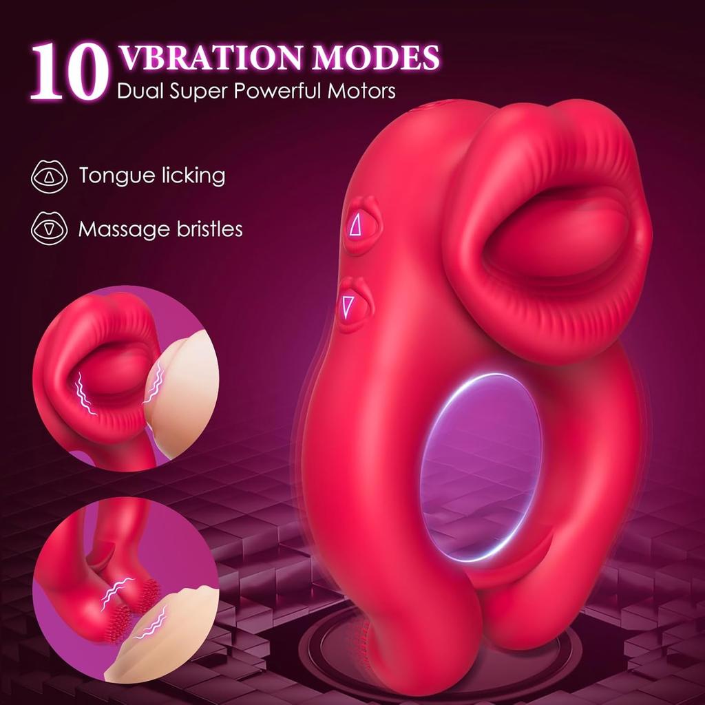 Men's Vibrating Penis Ring , Penis Vibrator, Clitoral and Testicle Stimulator, 10 Vibrations, Adjustable Vibrating Ring, Adult Sex Toys for Couples