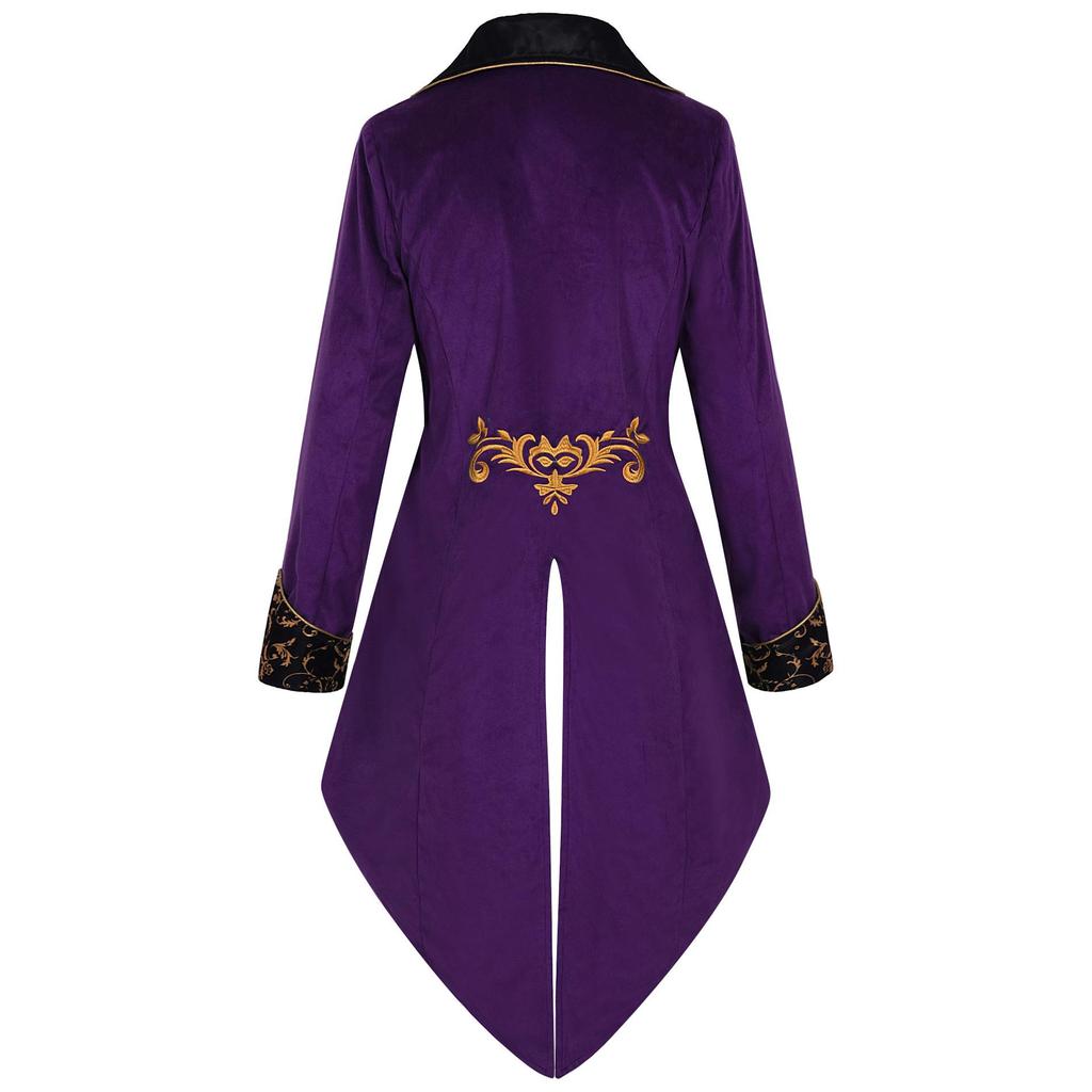 European & American Men's Steampunk Medieval Frock Coat for Cosplay & Stage Performance