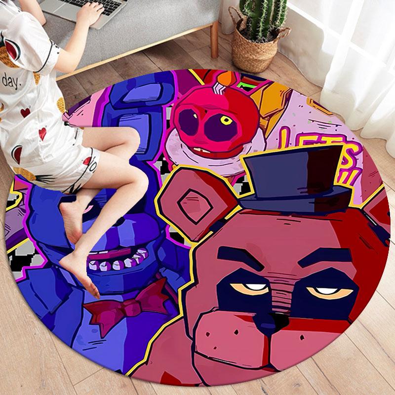 FiveNightsatFreddy's Round Area Rug,Carpet Rug for Living Room Bedroom Sofa Playroom Decor,Non-slip Floor Mat