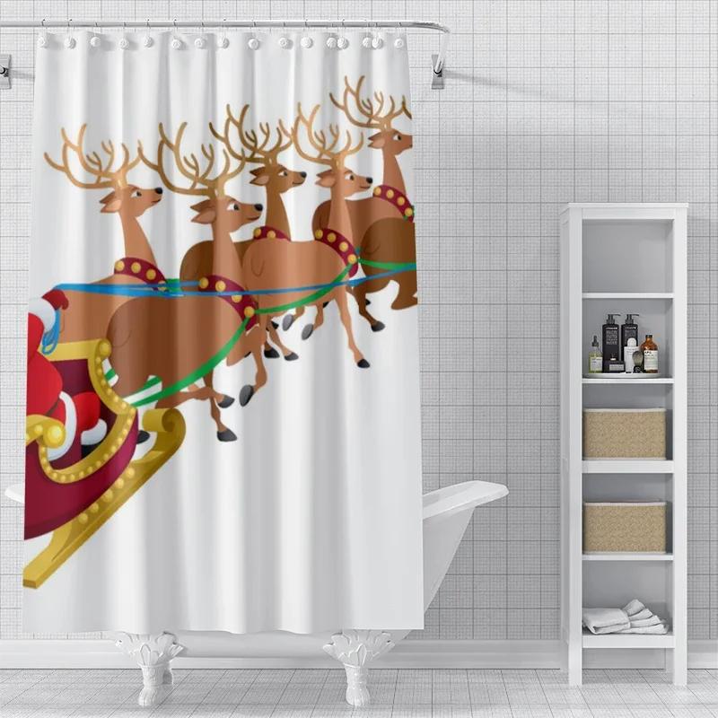 Home Shower Curtains For Bathroom Waterproof Curtain Fabric Modern Nordic Style Living Room Winter Decoration Merry Christmas