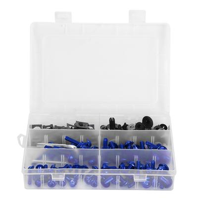 173pcs Motorcycle Fairing Bolts Kit Windscreen Bodywork Screws Nuts Hardwares for MotorbikeBlue