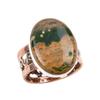 Natural Ocean Jasper Gemstone 925 Solid Sterling Silver Two Tone Ring S.6.5 V0w21