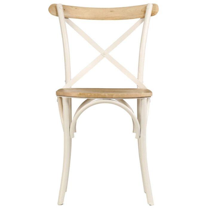 VidaXL 2x Bois Manguier Solide Chaise à Dossier Croisé Blanc Chaise de Cuisine 247315