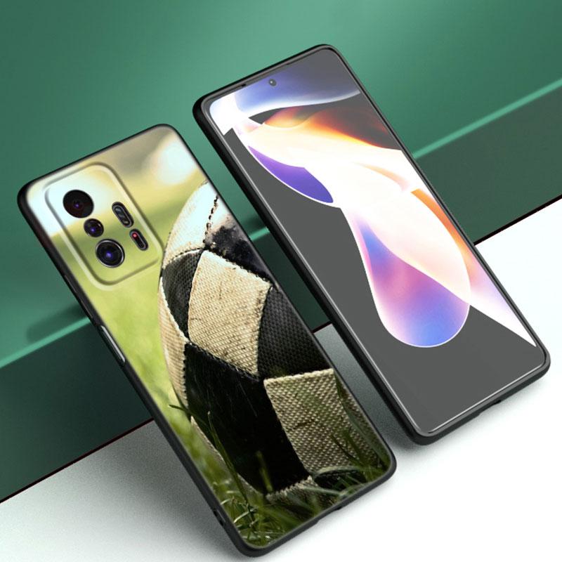 Fire Football Soccer Phone Case For Xiaomi Mi A2 8 9 SE Note 10 10T 11 12 Lite 9T 11T 12S 12T Pro A3 6X 12X Soft TPU Black Cover