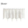 French Rose Lace Curtain Window Valance Curtain, White Sheer Short with Tassels And Rod Pocket, Vintage Light Filtering for Living Room Bedroom Breeze