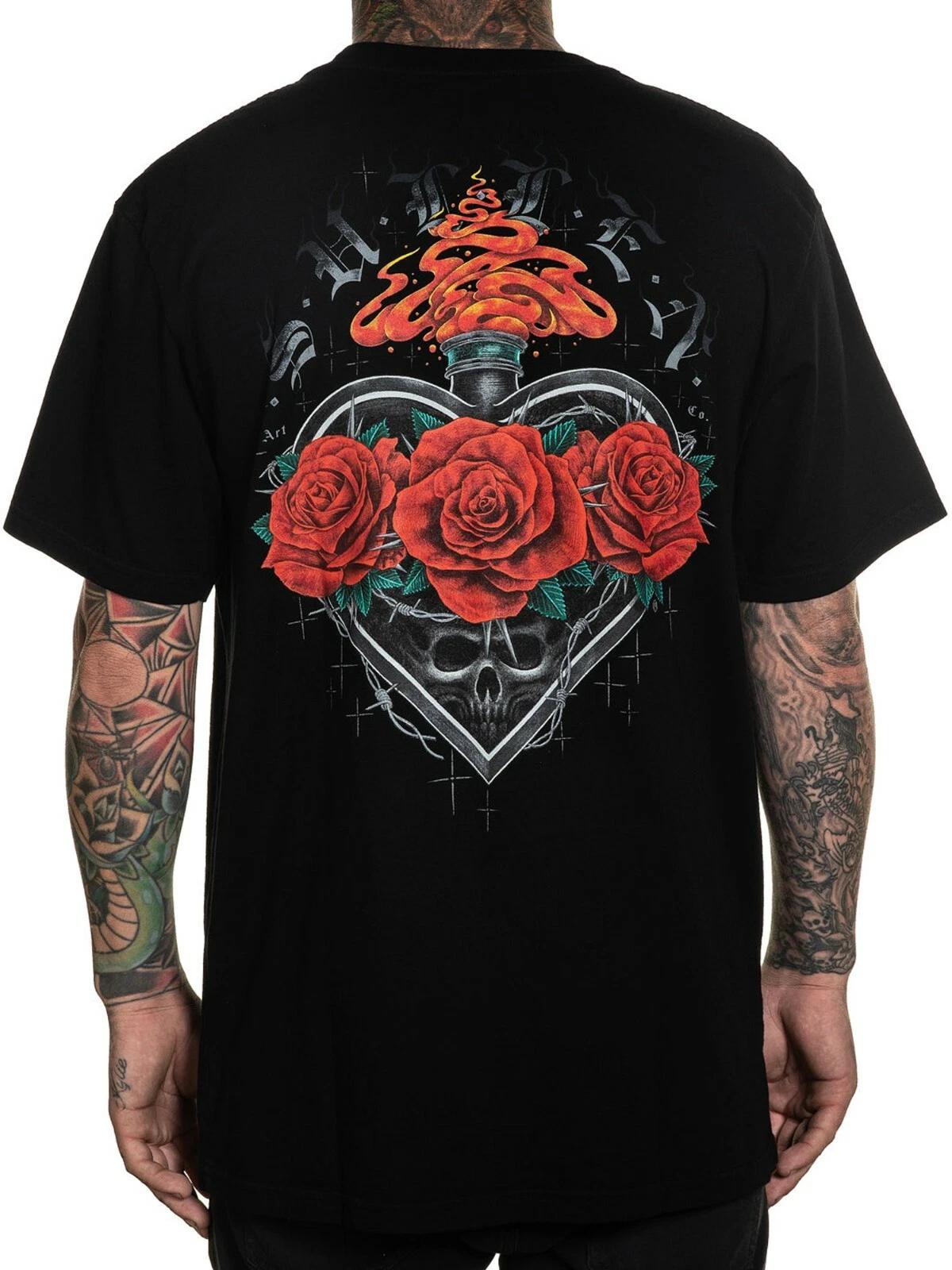 Sullen Men s Reverence Short Sleeve Premium T-shirt Skull Rose Heart Tattoo Tee S