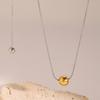 Delicate Stainless Steel Adjustable Necklace and Bracelet Set for Unisex with Round Sphere Pendant Luxurious Jewelry