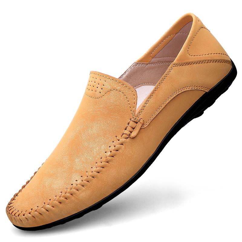 

Мужские лоферы из нубука, слипоны, обувь для вождения, повседневные брендовые лоферы, мокасины, роскошные мужские оксфорды, мужская кожаная обувь 45 жёлтый