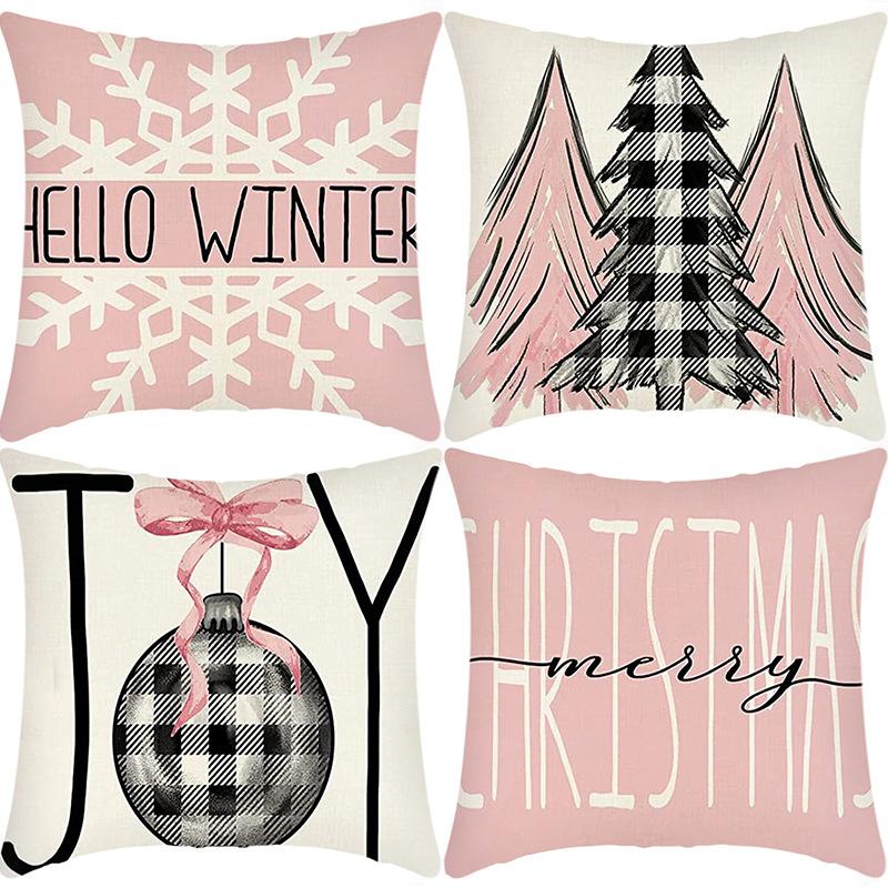 

New Christmas Elk Santa Christmas Tree Color Ball Print Pillow Home Sofa Cushion Cover 45 * 45Cm pillowcase