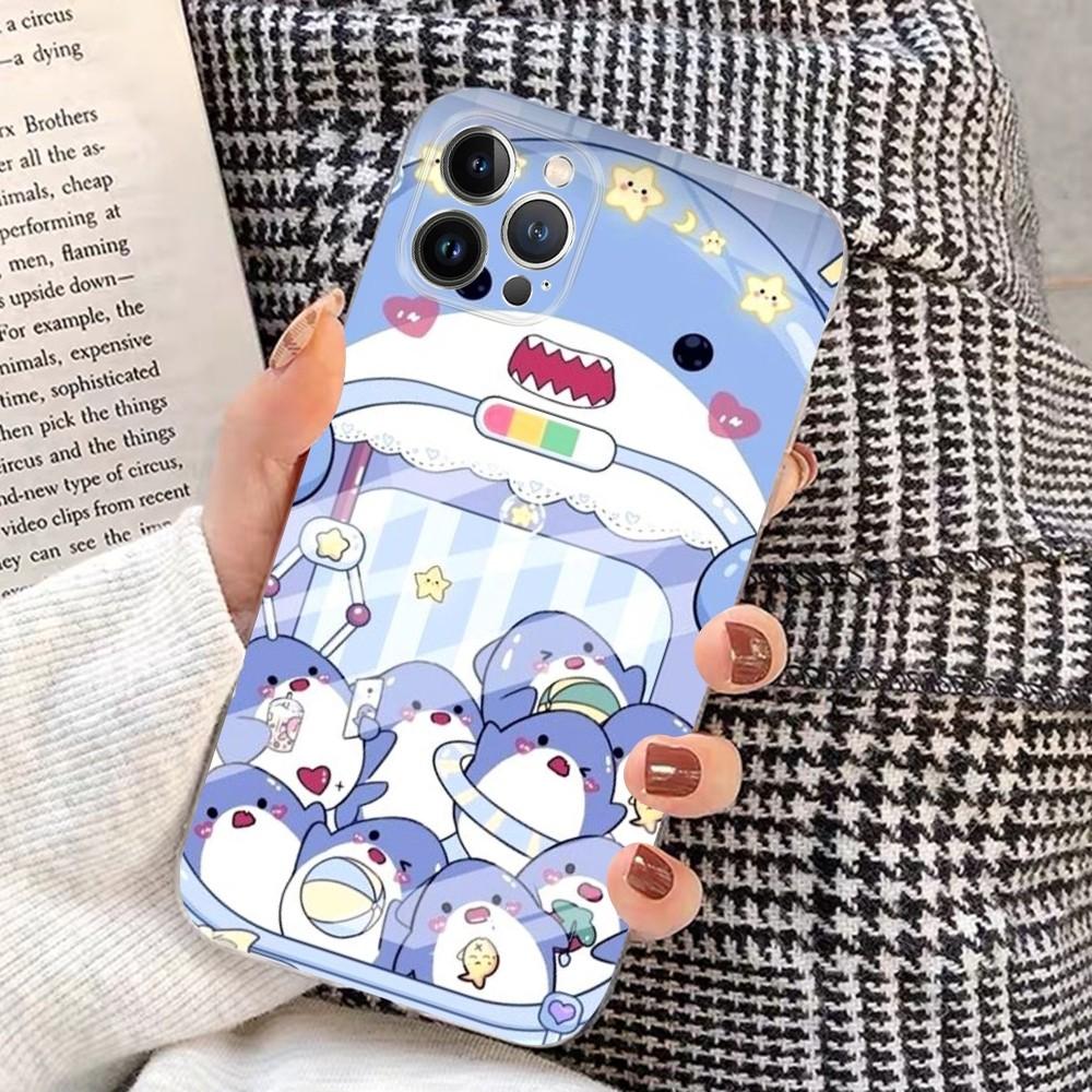 kawaii shark Phone Case For iPhone 15 14 11 12 13 Mini Pro XS Max Cover 6 7 8 Plus X XR SE 2020 Funda Shell