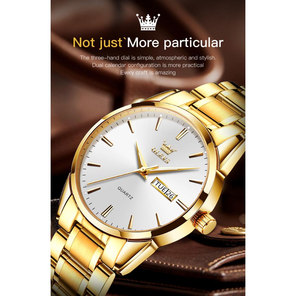 OLEVS Nuovo orologio da uomo al quarzo con cinturino in acciaio, multifunzione, luminoso, impermeabile, per affari e tempo libero