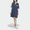 Adidas Originals Holiday Play Knit Dress With Stripes And Breathable Sport Collar Women Dress Navy IW6305