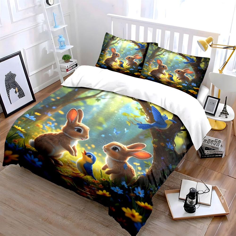 "Whimsical Forest Friends Delight" Bedding Sets Duvet Covers Pillowcases(1* Duvet Cover 2* Pillowcases Without Duvet Insert)