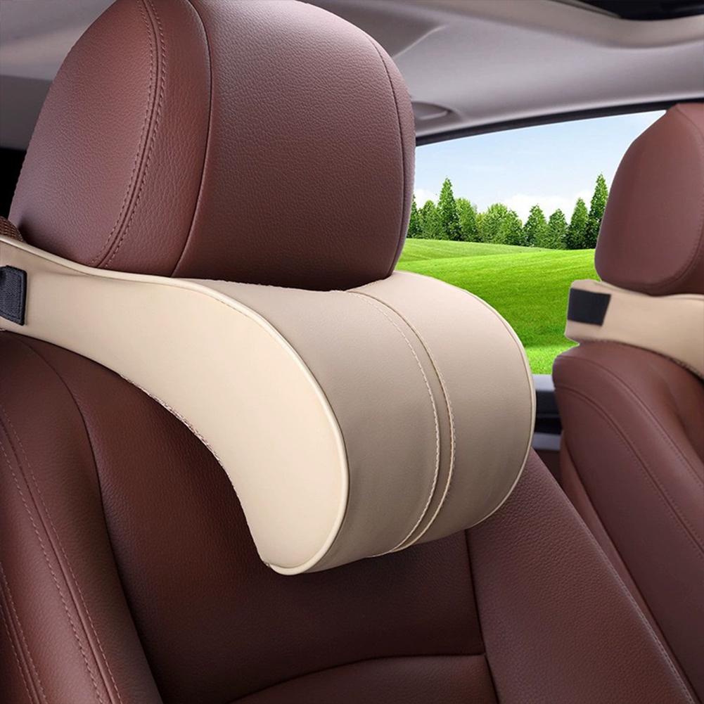 1PCS PU Leather Auto Car Neck Pillow Memory Foam Pillows Neck Rest Seat Headrest Cushion Pad