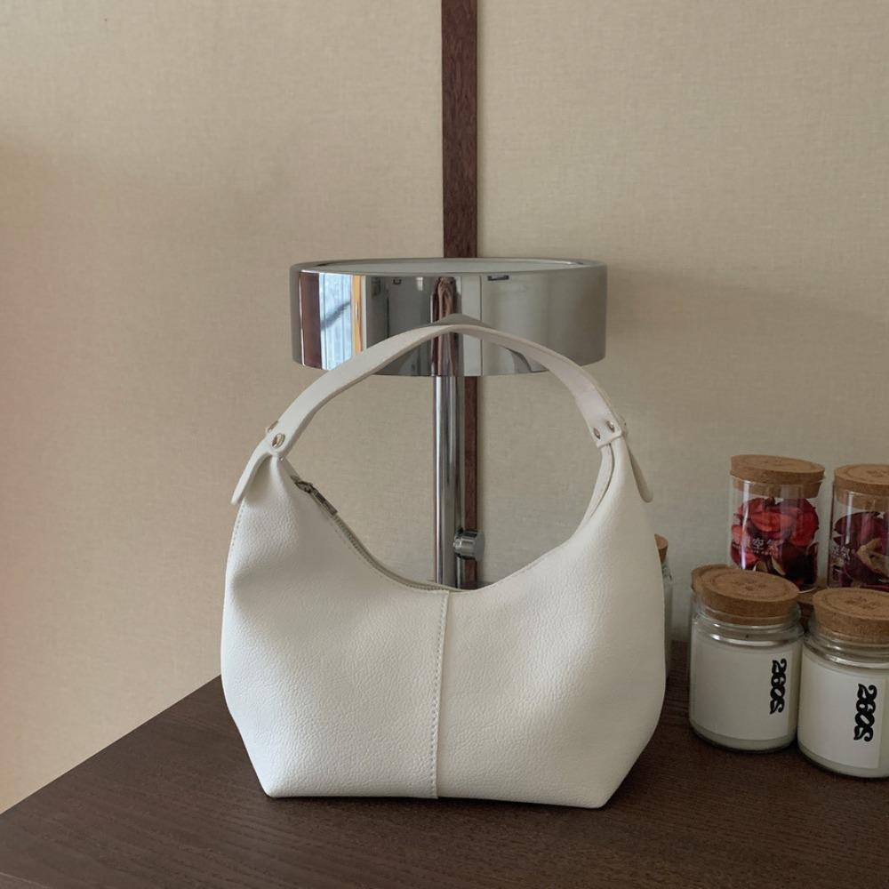 Solid Color Shoulder Bag Korean Style French Style Handbag Ins PU Hobo Bag  Shopping белый