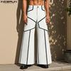 INCERUN Men Zip-up Waist Trousers Casual Line Stitching Thin Long Pants