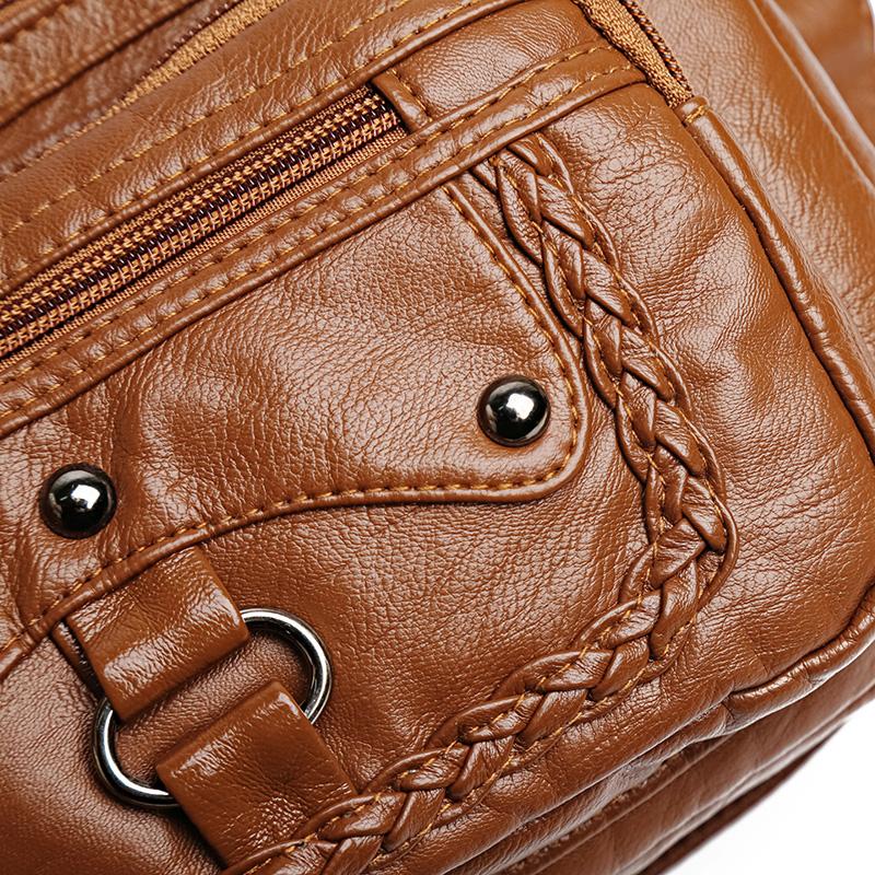 Vícevrstvá měkká kožená taška Dámská crossbody taška Taška přes rameno středního věku Taška pro maminku Taška na mobilní telefon