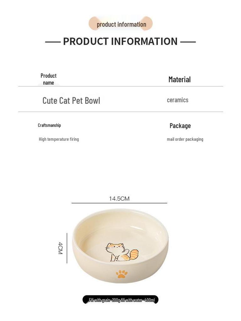 Neukundenrabatt: Niedliche Kippsichere Keramik-Katzen- und Hundenapf - Anti-Blackchin-Design