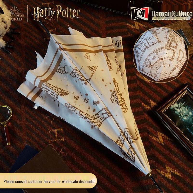 Warner Bros. Harry Potter Marauder's Map Color-Changing Umbrella, Straight Handle, Official Merchandise