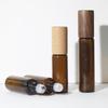 10Pcs 5ml 10ml 15ml Amber Clear Glass Roll On Bottles Natural Bamboo Wood Cap Sample Roller Ball Vials For Essential Oil Perfume