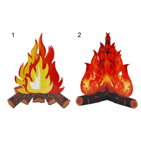 Fake Flame 3D Realistic Art Paper Red Vivid Artificial Safe Campfire for Festival