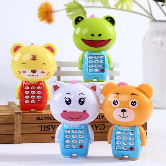 Cartoon Frog Animal LED Music Mobile Phone with Lanyard Educational Kids Toy