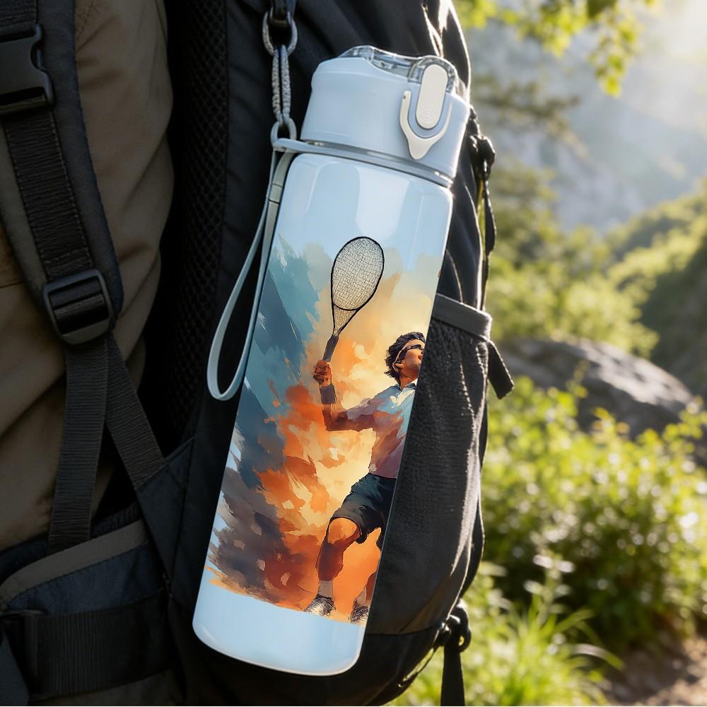 1PC Runner Explosion Silhouette 750ml Color Plastic Sports Water Bottle Leakproof Flip Straw Lid Suitable for Sports Office Home Use