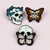 Retro Skull Brooch with Butterfly & Horror Elements - Metal Badge Ornament
