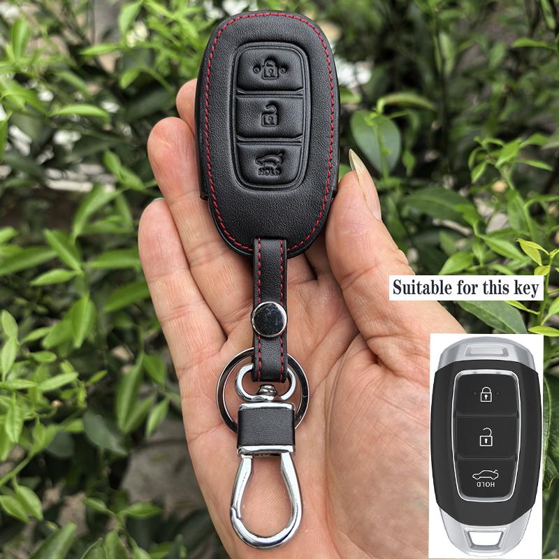 

For Hyundai Palisade Limited Palisade Sel Elantra Sel Elantra Santa Fe Veloster Leather Car Remote Key Case Cover Fob