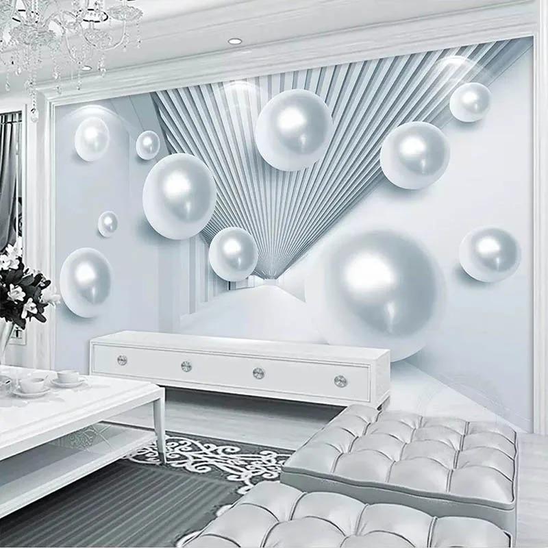 Papier peint moderne et tendance 3D motif boule spatiale stéréo, décoration murale pour salon, TV, canapé