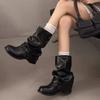 Fashion 2025 Spring Autumn Casual Comfortable Women Boots Platform Solid Color Women  Boots Trendy Versatile Slip On Women Short Boots