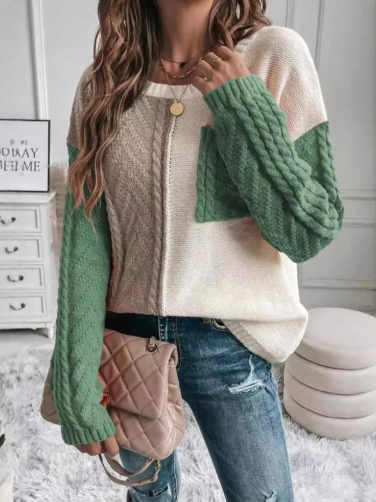 New Sweaters, Women's Clothing, Casual Patchwork Pockets, Pullover Knitted Sweater, Women's Top Sweater, Winter Inner Top