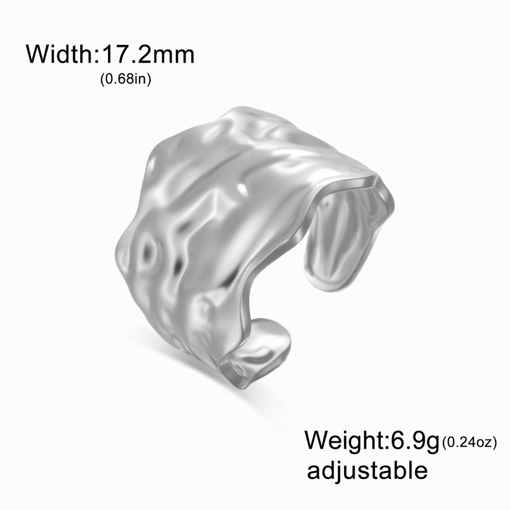Cazador Stainless Steel Geometric Open Ring Waterproof Double Layers Fashion Finger Rings for Women Party Jewelry Gift Wholesale