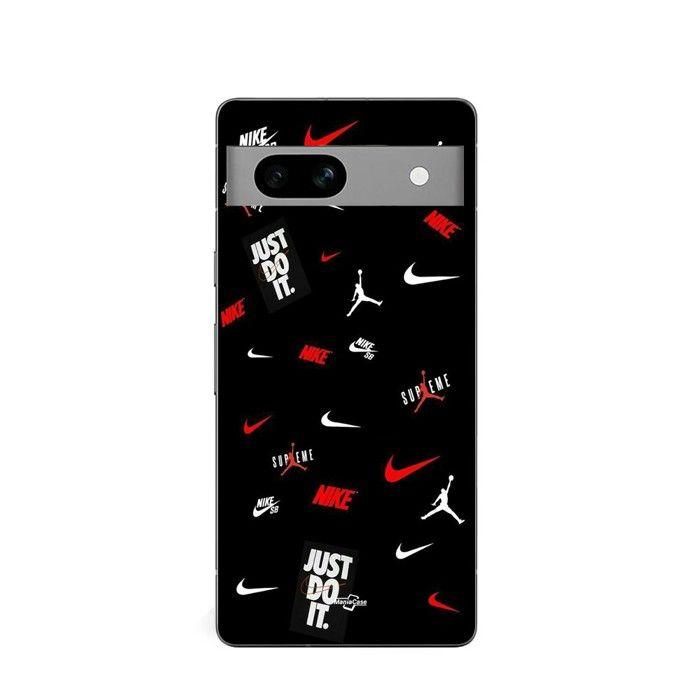 Coque Maniacase pour Google Pixel 7a nike jordan blanc rouge fond noir