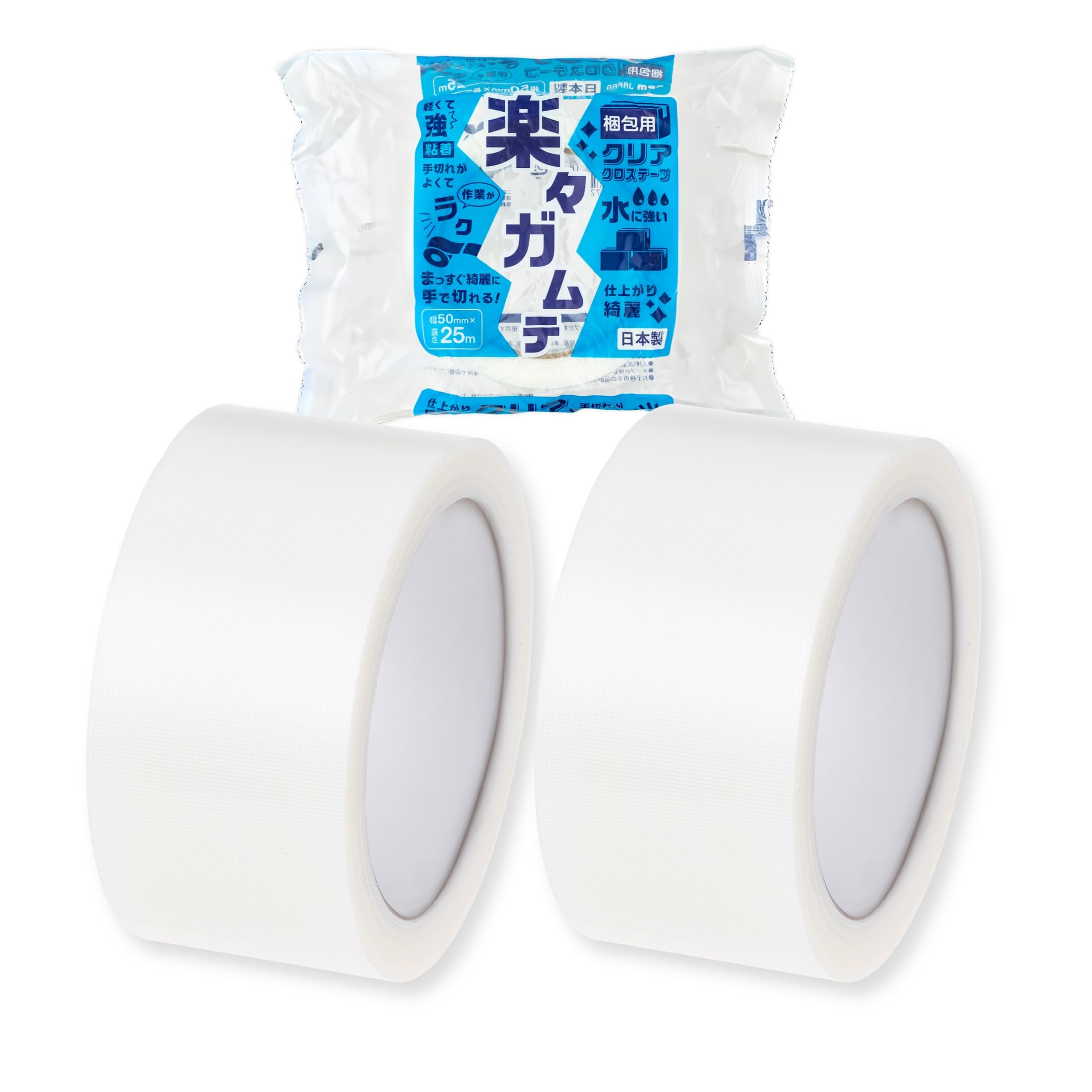 

APM Japan Прозора тканинна стрічка для пакування Easy Gamte 2,0 дюйми (50 мм) х 50mm×25m