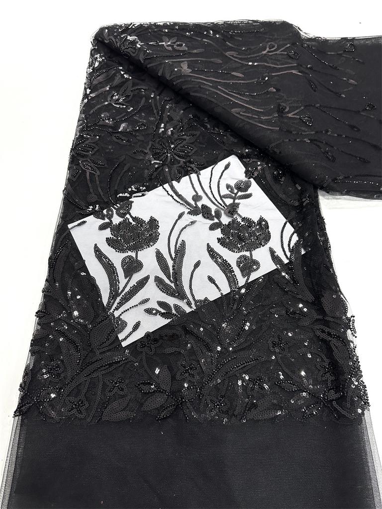 Red African Lace Fabric 2025 Sequins Beaded Embroidery Groom Nigerian Bridal High Quality French Tulle Lace Fabric For Sewing