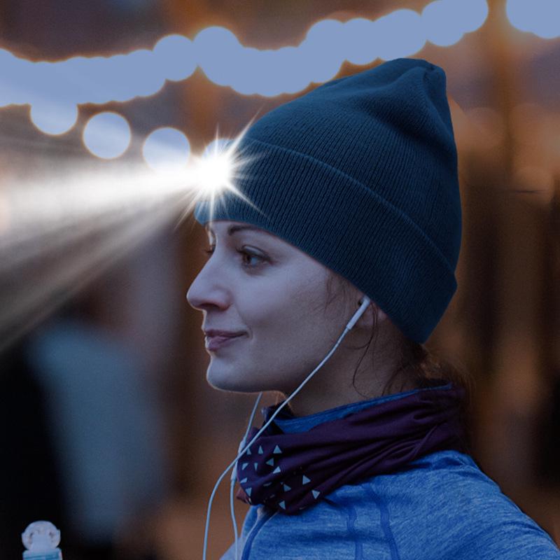 Rechargeable LED Luminous Knit Hat with Detachable Washable Light - 6 LEDs, 3 Modes, Free Shipping